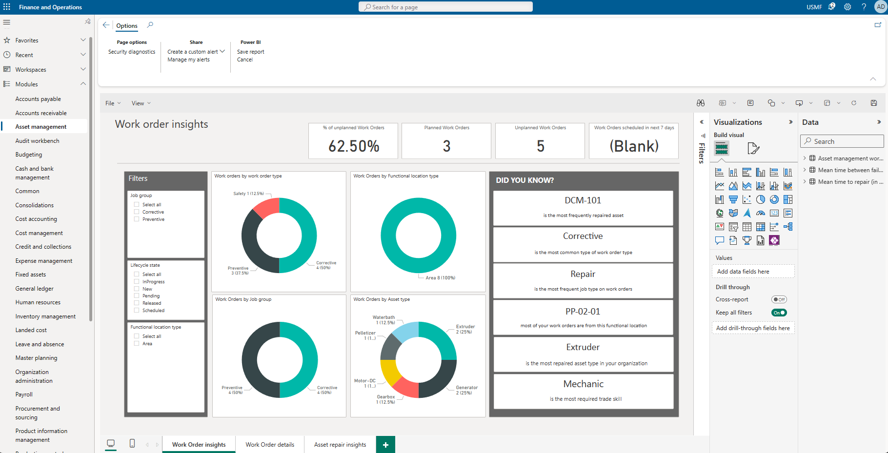 Microsoft D365FO Finance PowerBI Edit Reports