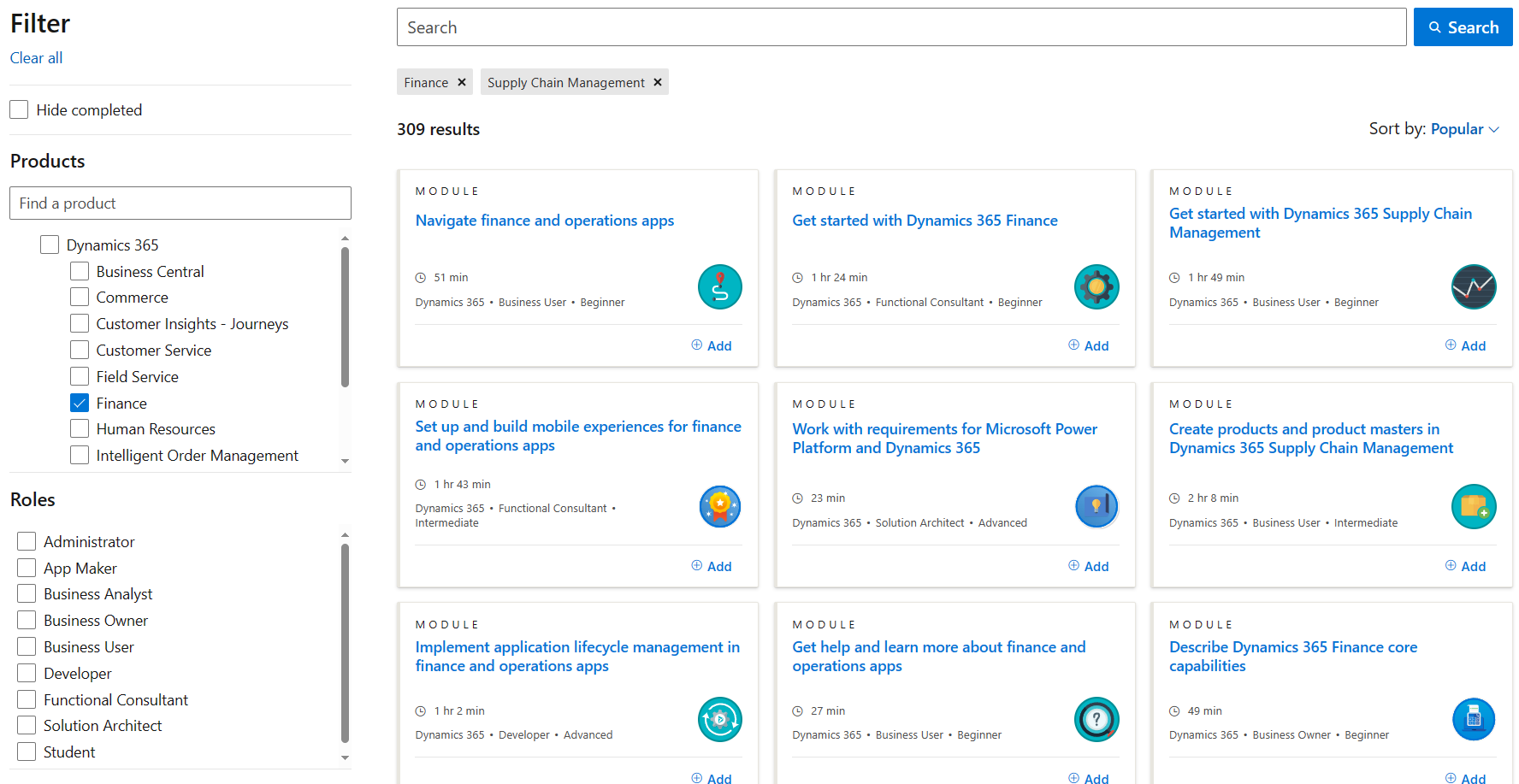 Microsoft Dynamics 365 Finance and Operations learning Paths